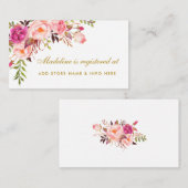 ブライダルシャワーピンク金ゴールドレジストリ挿入カード エンクロージャーカード (正面/裏面)