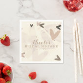 ブライダルシャワーピンク&タウペハートシックパーティー スタンダードカクテルナプキン (インサイチュ)