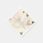 ブライダルシャワーピンク&タウペハートシックパーティー スタンダードカクテルナプキン (角)