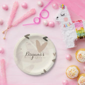 ブライダルシャワーピンク&タウペハートシックパーティー ペーパープレート (パーティー)