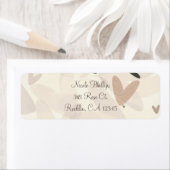 ブライダルシャワーピンク&タウペハートシック招待状 ラベル (インサイチュ)