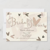 ブライダルシャワーピンク&トープハートシック招待状 招待状 (正面)