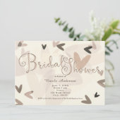 ブライダルシャワーピンク&トープハートシック招待状 招待状 (スタンド正面)