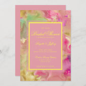 ブライダルシャワーピンク、金ゴールド、緑の日付を保存 セーブザデート (正面/裏面)