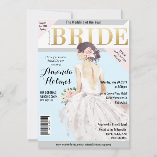 ブライダルシャワーファッションマガジン招待状 招待状 (正面)