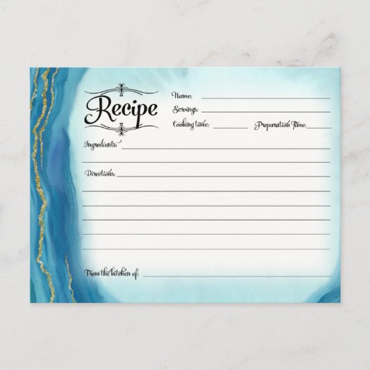 ブライダルシャワーファミリーレシピカードブルーゲーデゲート ポストカード (正面)