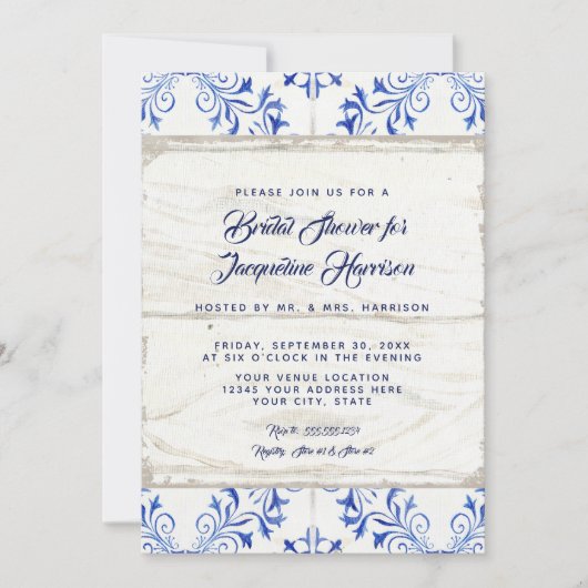 ブライダルシャワーファームハウスク色彩の鮮やかラフトウッド 招待状 (正面)