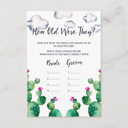 ブライダルシャワーフィエスタゲームカードの古さ エンクロージャーカード (正面)