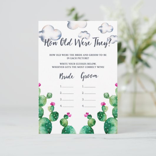 ブライダルシャワーフィエスタゲームカードの古さ エンクロージャーカード (スタンド正面)