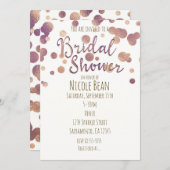 ブライダルシャワーフェイクバラ金ゴールドブロンズ招待状 招待状 (正面/裏面)