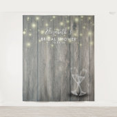 ブライダルシャワーフォトバックグラウンドシャンパングラスウッド タペストリー (正面)