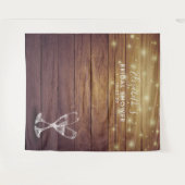 ブライダルシャワーフォトバックグラウンドシャンパングラスウッド タペストリー (正面(横))