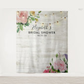 ブライダルシャワーフォトバックグラウンド花ウッドライト タペストリー (正面)