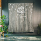 ブライダルシャワーフォトバックドランドウッドメイソンジャールライト タペストリー