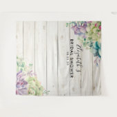 ブライダルシャワーフォトバックドロップ多肉質素朴木材 タペストリー (正面(横))