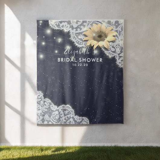 ブライダルシャワーフォトバックラストレースひまわりライト タペストリー