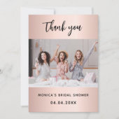 ブライダルシャワーフォトバラ金ゴールドサンキューカード 招待状 (正面)
