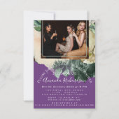 ブライダルシャワーフォトパープルフローラ誕生日ガールズ 招待状 (正面)