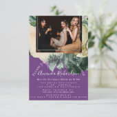 ブライダルシャワーフォトパープルフローラ誕生日ガールズ 招待状 (スタンド正面)