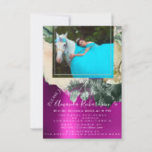 ブライダルシャワーフォトピンクフローラ誕生日ユニコーン 招待状 (正面)