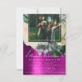 ブライダルシャワーフォトピンクフローラ誕生日卒業生 招待状 (正面)