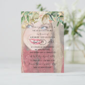 ブライダルシャワーフォトフラワーズ結婚金ゴールド 招待状 (スタンド正面)