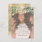 ブライダルシャワーフォトフラワーズ金ゴールドスパークリース 招待状 (正面/裏面)