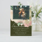 ブライダルシャワーフォトフローラ卒業カリグリーン 招待状 (スタンド正面)