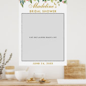 ブライダルシャワーフォトブースプロップ |金ゴールドピンクフローラ ポスター (キッチン)