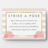 ブライダルシャワーフォトブース看板プラークストライプピンク フォトプラーク (正面)