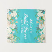 ブライダルシャワーフォトブース背景ブルー金ゴールドプロップ タペストリー (正面(横))