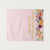 ブライダルシャワーフォトブース背景赤面ピンク金ゴールド タペストリー (正面(横))