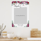 ブライダルシャワーフォトプロップ |水色フローラパーティー ポスター (キッチン)