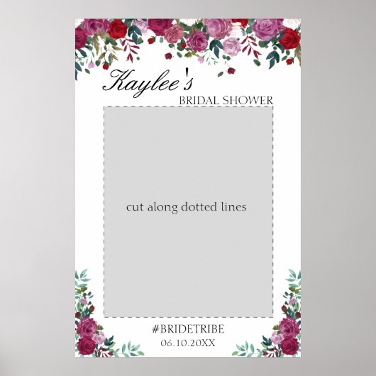 ブライダルシャワーフォトプロップ |水色フローラパーティー ポスター (正面)