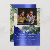 ブライダルシャワーフォトマルーンフローラ誕生日パーティー 招待状 (正面/裏面)