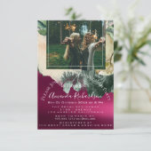 ブライダルシャワーフォトマルーンフローラ誕生日マルサラ 招待状 (スタンド正面)