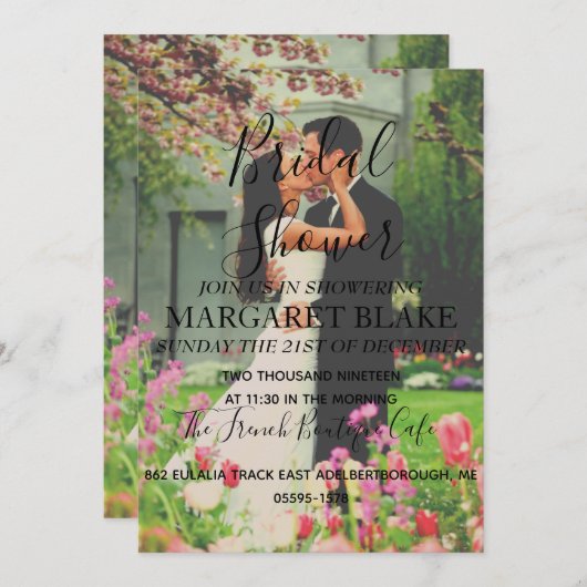 ブライダルシャワーフォト婚約パーティ招待状 招待状 (正面/裏面)