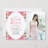 ブライダルシャワーフォト招待状フローラ水色 招待状 (正面)