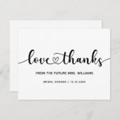 ブライダルシャワーフューチャーミセスシックスタイリッシュトレンディーハート サンキューカード (正面/裏面)
