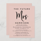 ブライダルシャワーフューチャーミセス赤面ピンク招待状 (正面/裏面)
