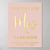 ブライダルシャワーフューチャー夫人赤面ピンク 箔ポスター (正面)