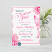 ブライダルシャワーフラミンゴフライストライプフローラシック 招待状 (スタンド正面)