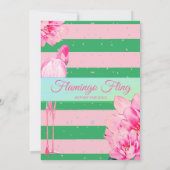 ブライダルシャワーフラミンゴフローインググリーンピンクフローラ 招待状 (裏面)
