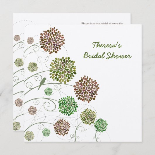 ブライダルシャワーフラワーガーデン&バード招待状 招待状 (正面/裏面)