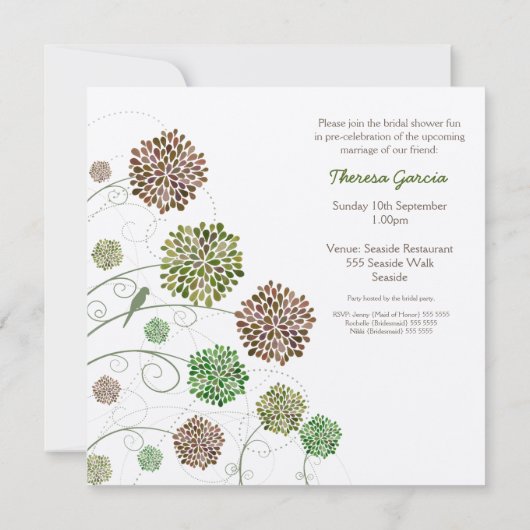 ブライダルシャワーフラワーガーデン&バード招待状 招待状 (裏面)