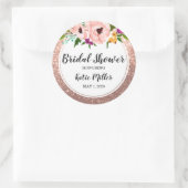 ブライダルシャワーフラワークラウングリッターピンクローズ金ゴールド ラウンドシール (バッグ)