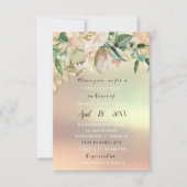 ブライダルシャワーフラワーブランチグリーナリーアイボリー金ゴールド 招待状 (正面)