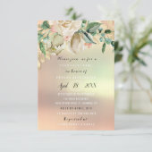 ブライダルシャワーフラワーブランチグリーナリーアイボリー金ゴールド 招待状 (スタンド正面)