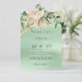 ブライダルシャワーフラワーブランチミントウォーターのカラー金ゴールド 招待状 (スタンド正面)