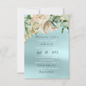 ブライダルシャワーフラワーブランチ火花金ゴールドブルー 招待状 (正面)